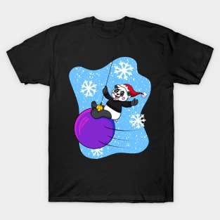 Christmas Santa Panda Wrecking Bauble T-Shirt